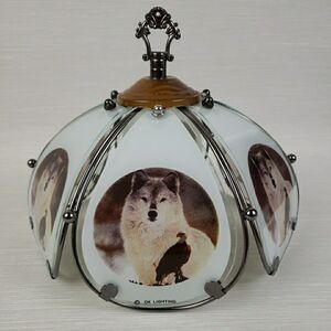 OK Light 6 Panel Lamp Shade Only White Wolf Bald Eagle Nature Mancave Cabin